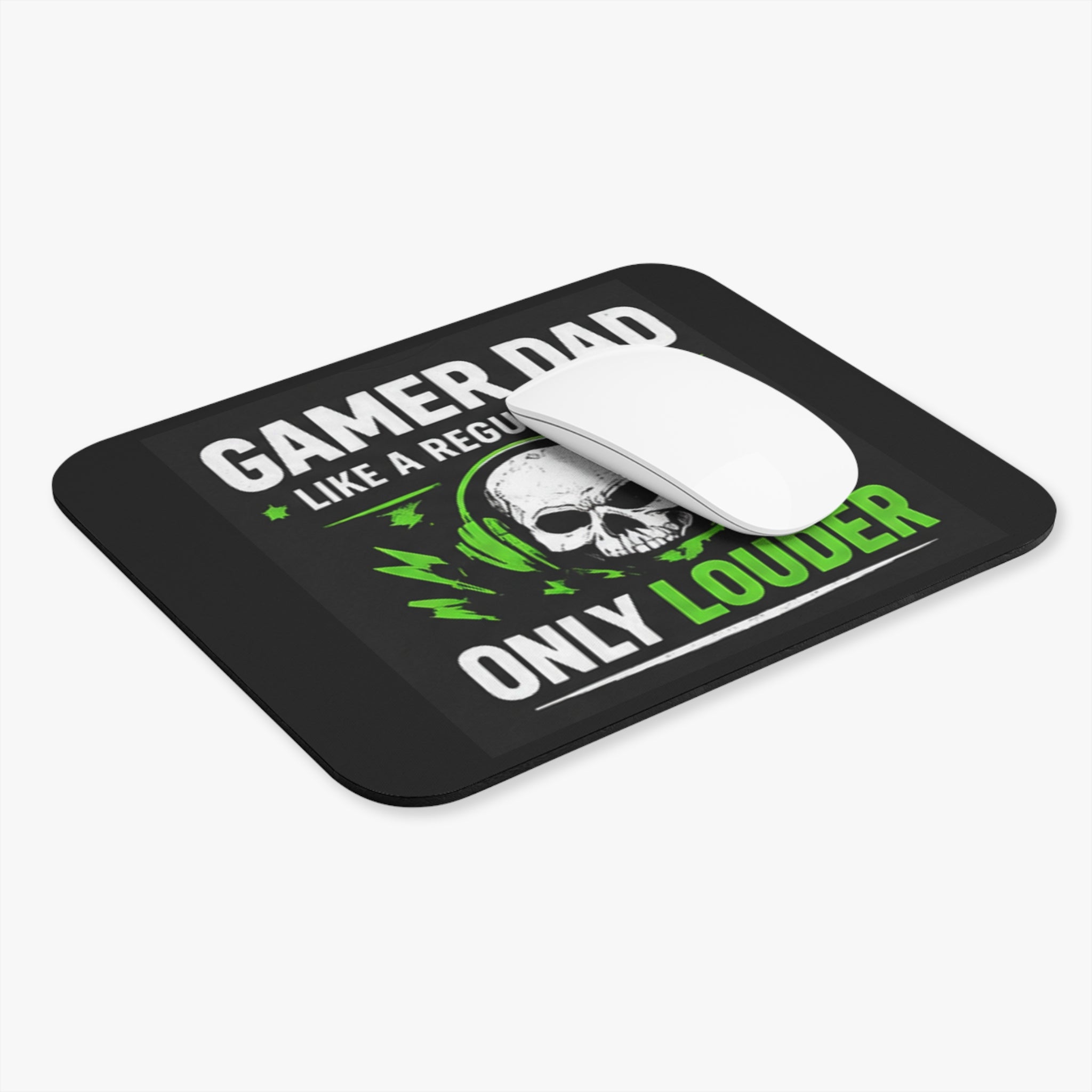 Gamer Dad Mouse Pad — “Gamer Dad Like a Regular Dad Only Louder” Skull Headset Desk Mat