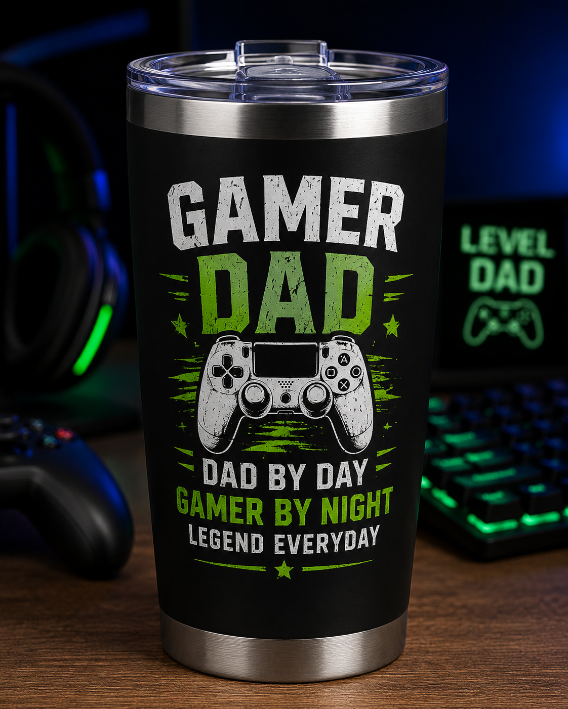 Gamer Dad Tumbler – Dad by Day, Gamer by Night