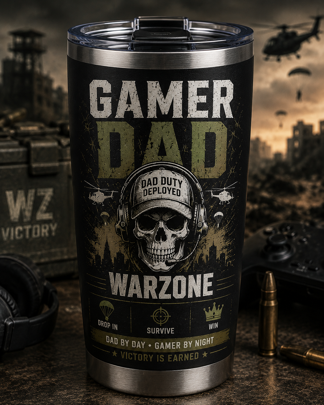 Gamer Dad Warzone Tumbler – Dad Duty Deployed